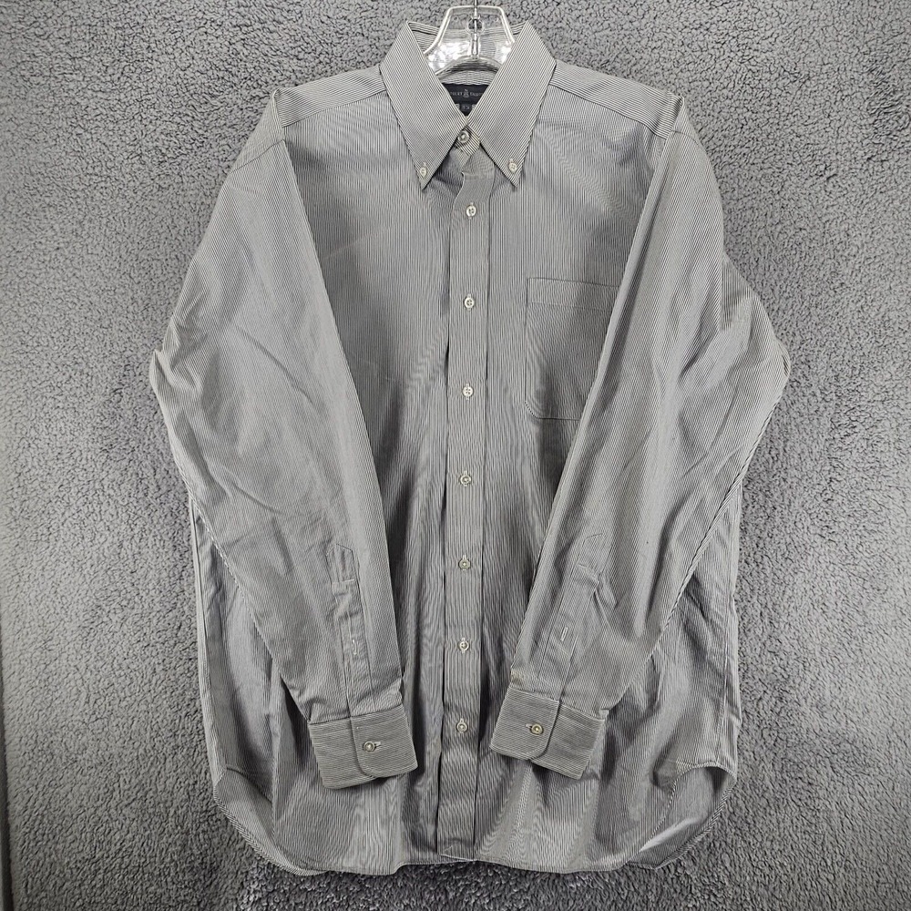 Robert Talbott Long Sleeve Button Shirt Men's Size 15-34 White Black Striped USA